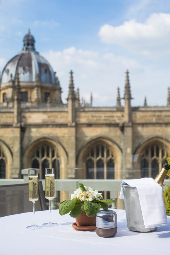 0009 - 2019 - Old Bank Hotel - Oxford - High Res - Room 1 Private Terrace Spires Champagne - Web Feature